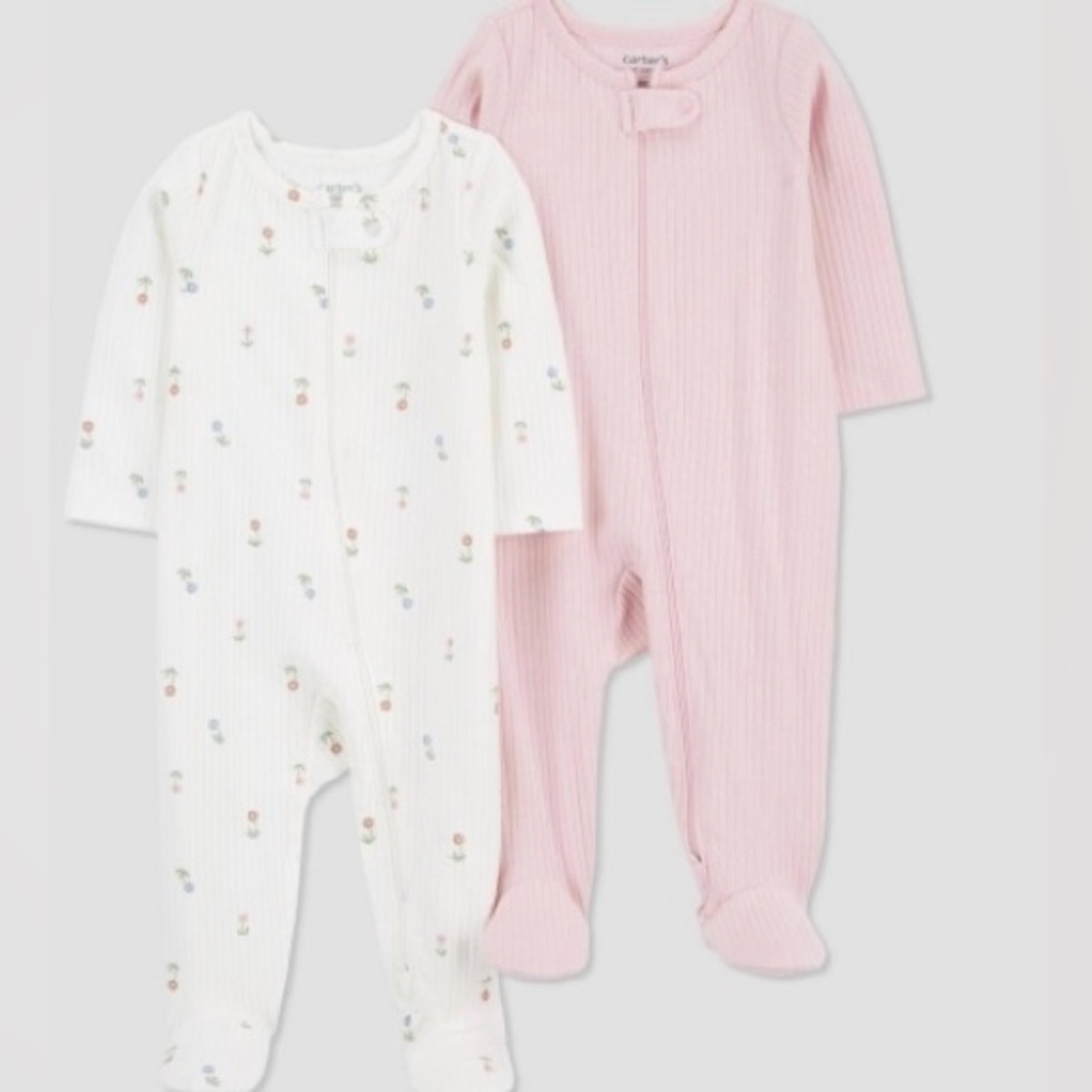 Carter's Just One You Baby Girls' 2pk Floral Sleep N' Play - Pink/Ivory 3M